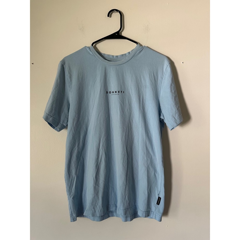 Sonneti London Mens T-Shirt Light Blue Short Sleeve‎ Crew Neck Logo Size Medium